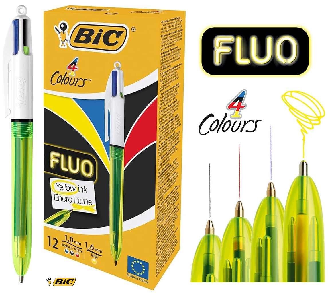 Bolígrafo Bic <br>4 colores Fluo